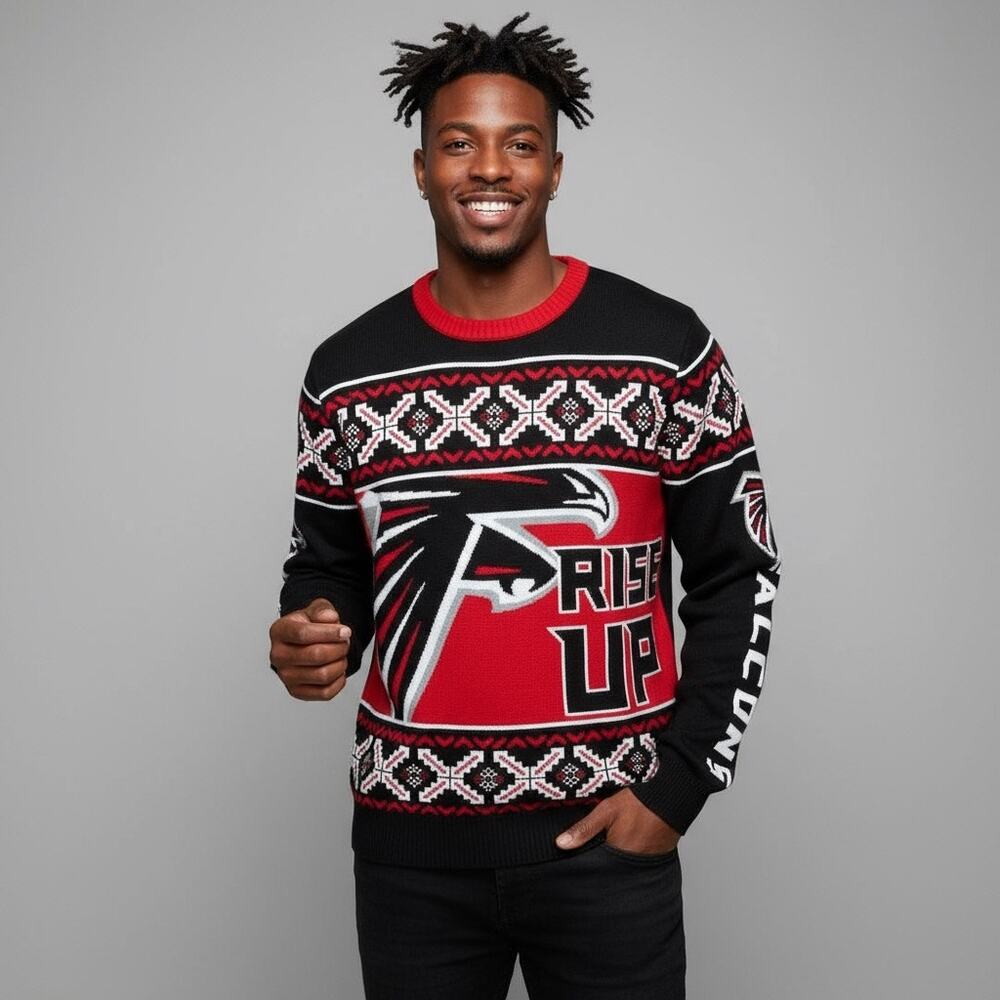 Atlanta Falcons FOCO Rise Up Christmas Sweater Mens Small NFL 1966 Holiday Knit